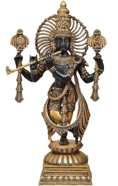 Brass Lord Krishna   - Antique look