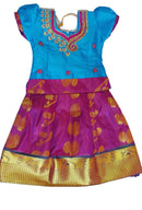 Girls - Semi Silk Frog & Top Set - Color - Blue