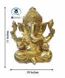 Pure Brass Lord Ganesha - The Lord of good fortune(Medium)