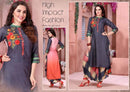 Straight Cut Digital Embroidered Kurta With Digital Print Palazzo (Set)