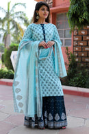 Kurti Palazzo Set - Rayon Slub Kurti Palazzo set